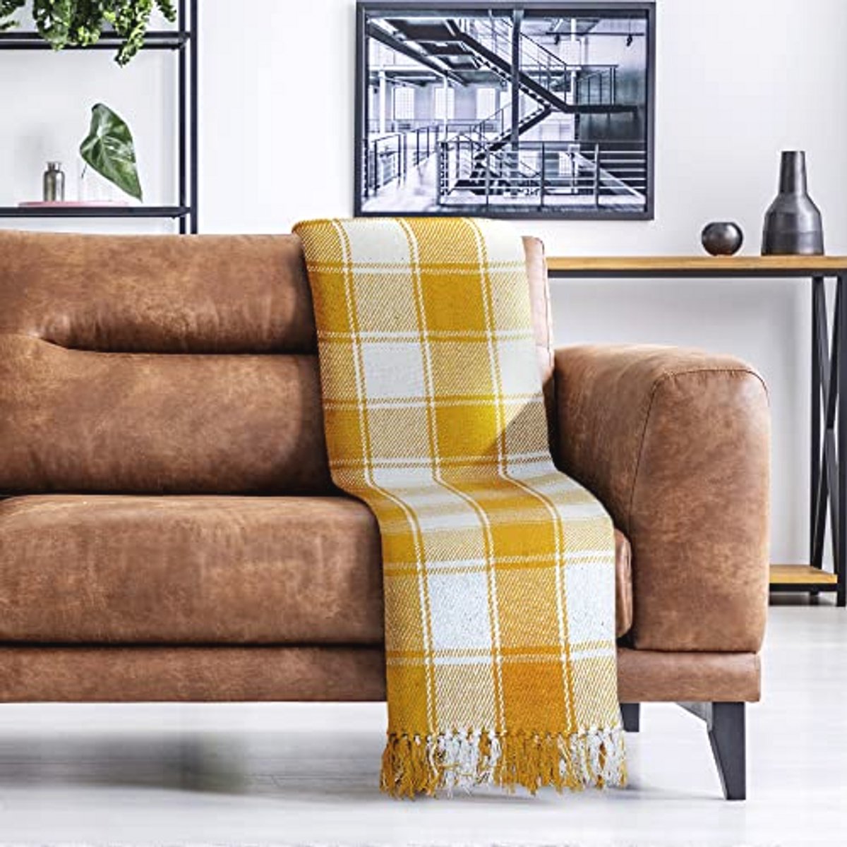 Gerecycled Katoenen Plaid Oker - 70x100 cm