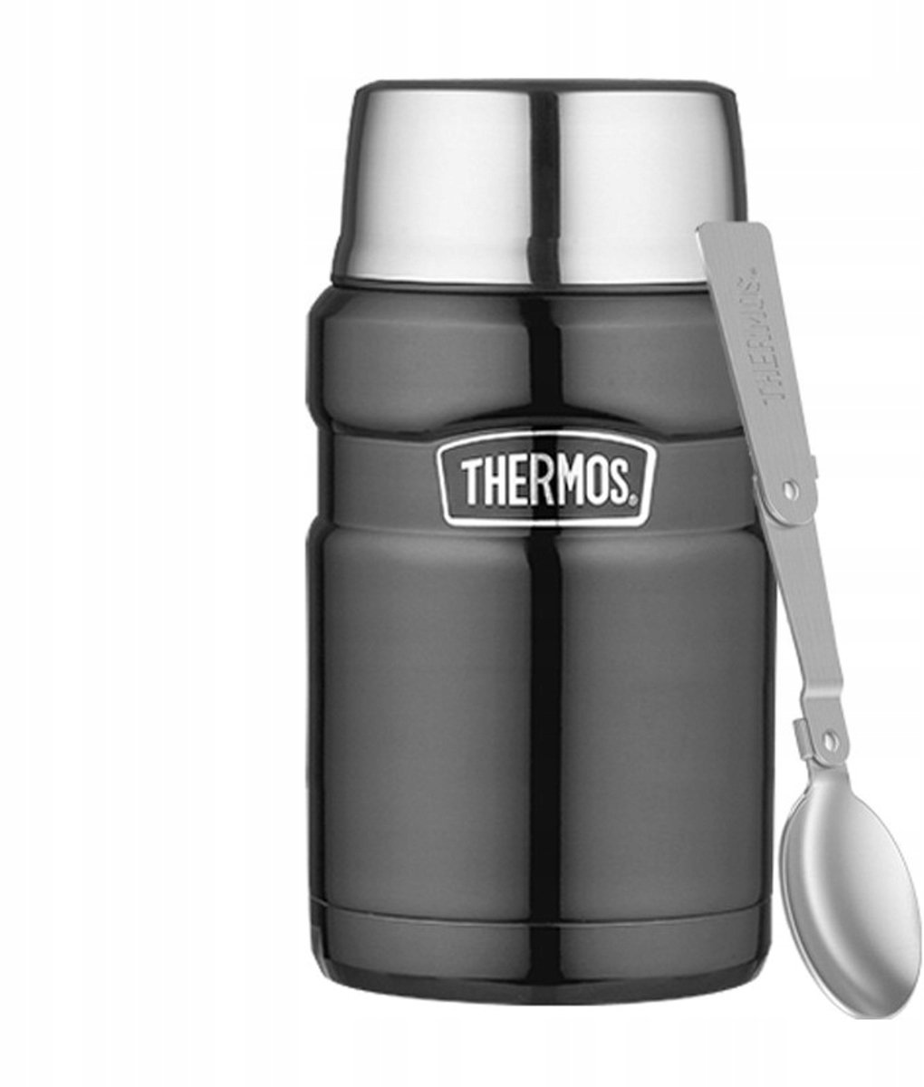 Thermos Voedselcontainer 710ml Donkergrijs met Opvouwbare Lepel