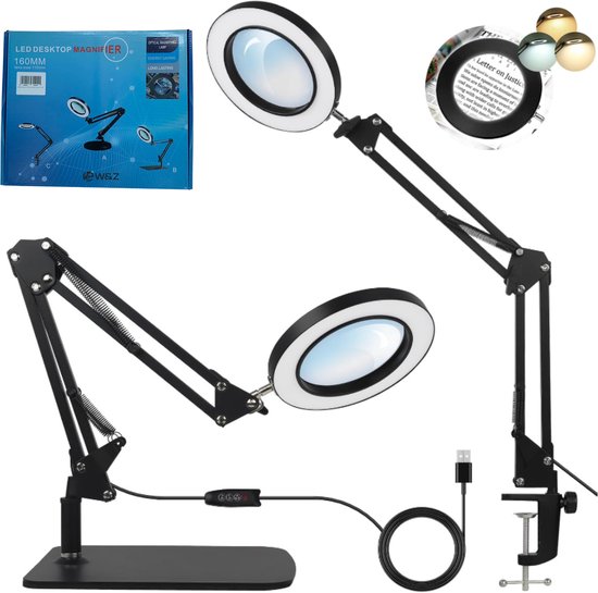 Extol - Dimbare LED tafellamp met een vergrootglas ​ LED/8W/5V 2900/4500/7500K wit