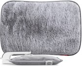 Coozie Elektrische Kruik – 1L – met ThermoSoft Hoes van Fluffy Stof – Verwarmende Zachte Warmwaterkruik – Warmtekruik – Grijs