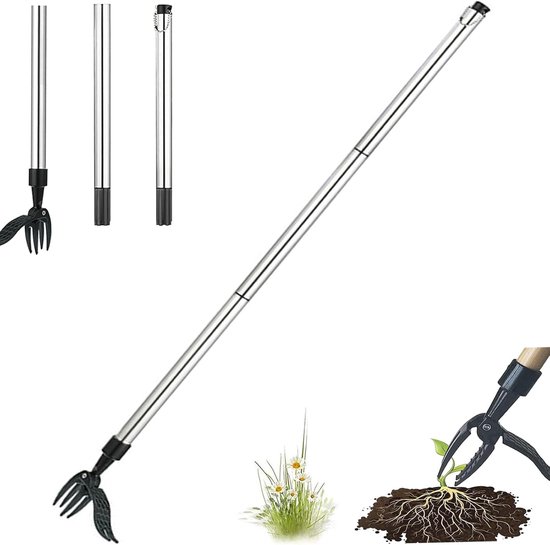 Foto: Onkruidsteker staande onkruidtrekker met handvat aluminium staand gazon tuingereedschap afneembaar handmatige onkruidverwijderaar en grijper geen buigen voor het verwijderen geschenken van de tuinier voor tuinen moestuinen en gazons