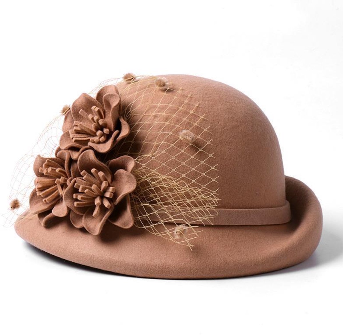 Dames herfst- en winterbaret, veelzijdige en elegante wollen hoed, fedora, retro vilthoed, baret.