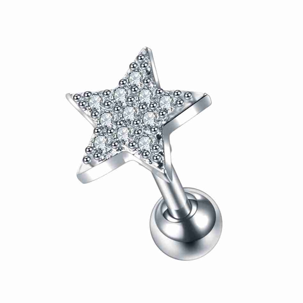 WeLoveSilver - chirurgisch stalen oorpiercing - zilverkleurige ster - 6mm