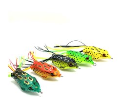 TopVisShop Kikker Roofvis Set – 5 kunstaas kikkers + 5 stalen onderlijnen