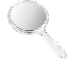Ynkkvre -Heldere dubbelzijdige handspiegel 1x/2x vergrotingsspiegel met handvat Cosmetische spiegel Make-up reis afgeronde kaptafelspiegel