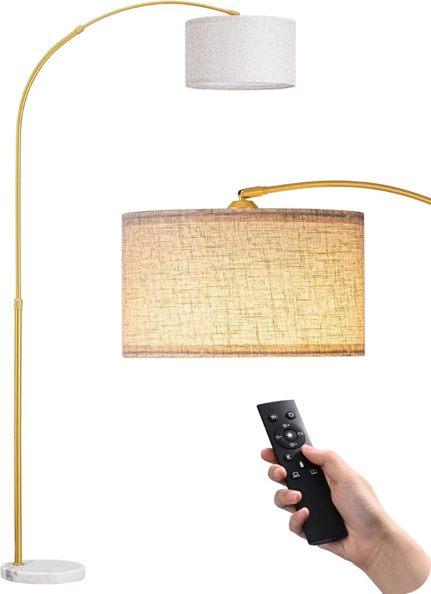 White-Label® Booglampen Staand Voerlamp - Vloerlampen Woonkamer - Goud
