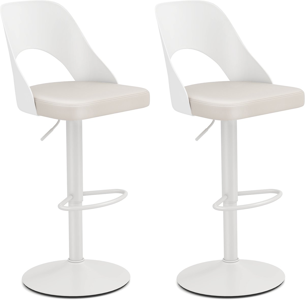 COSTWAY Barkrukken, set van 2, barstoelen, 360 graden draaibaar, in hoogte verstelbare draaistoel, keukenstoelen met kunstleren zitting en rugleuning, voor bartafel, keuken, zithoogte 63-83 cm, modern