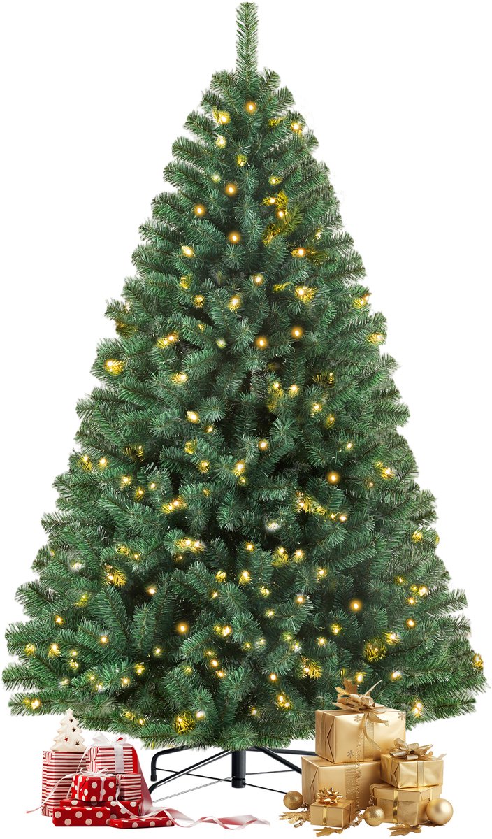 Kunstkerstboom 185 cm - Brandveilig PVC - 900 Takpunten - Met LED Verlichting - S8 Lichtmodi - Duurzaam, Herbruikbaar, Natuurlijke Look