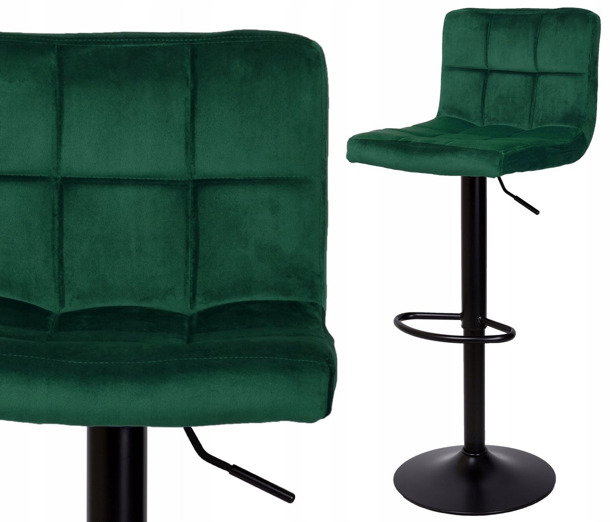 Verstelbare Barstoel Hoker Velvet Groen Draaibaar Loft Design