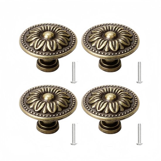 12 stuks gouden vintage meubelknoppen, knop voor kast met schroeven, ronde keukenkast knop 3 * 2,1 cm, kastknoppen van zinklegering en ijzer, vintage kastknoppen voor keuken