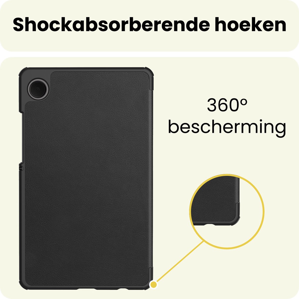 Hoes - Geschikt voor Samsung Galaxy Tab A11 Plus - Dun & Stevig - Trifold Bookcase - Hard Cover - Hardcover Book Case - Tablet Hoesje - Zwart — afbeelding 7