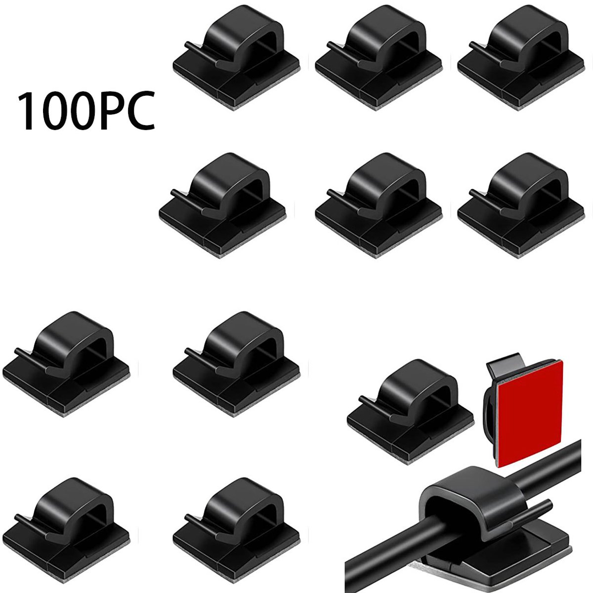 100 Stuks Mini Outdoor Kabelklemmen met Plakband Lichtklemmen