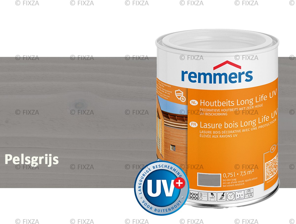 Remmers Long Life Houtbeits UV – pelsgrijs – 0,75 Liter – Duurzame houtbescherming met maximale UV-bescherming