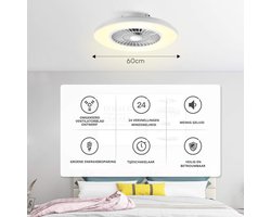 VIN® Plafondventilator Met Verlichting - Smart Lamp Met Afstandsbediening – Plafonniere Keuken Lamp Met 6 Ventilatiesnelheden - Woonkamerlamp – Plafond Ventilator Lamp Met Timer - 6000 lm - Wit