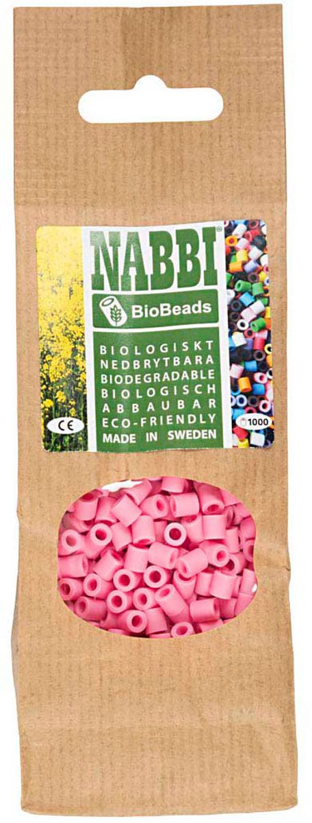 Nabbi strijkkralen BioBeads roze 1000 stuks milieuvriendelijk.