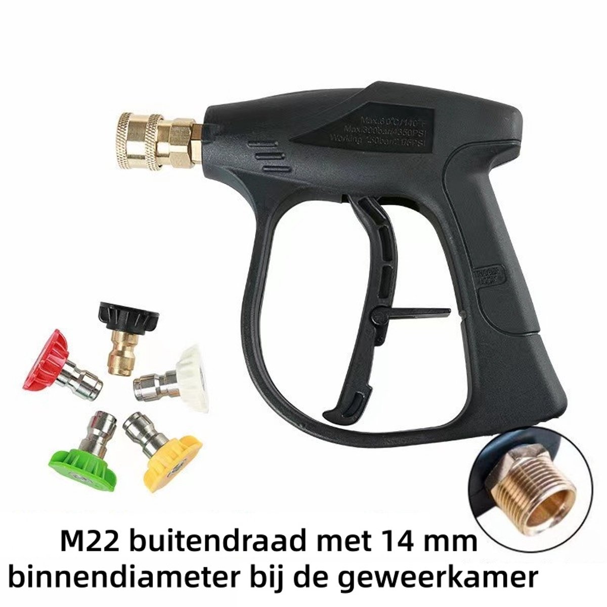 6 stuks - Hogedrukreinigers -Hogedrukreinigers -voor Autowassen、 Ramen Wassen - M22 Korte Power Waspistool -Binnendiameter 14 mm