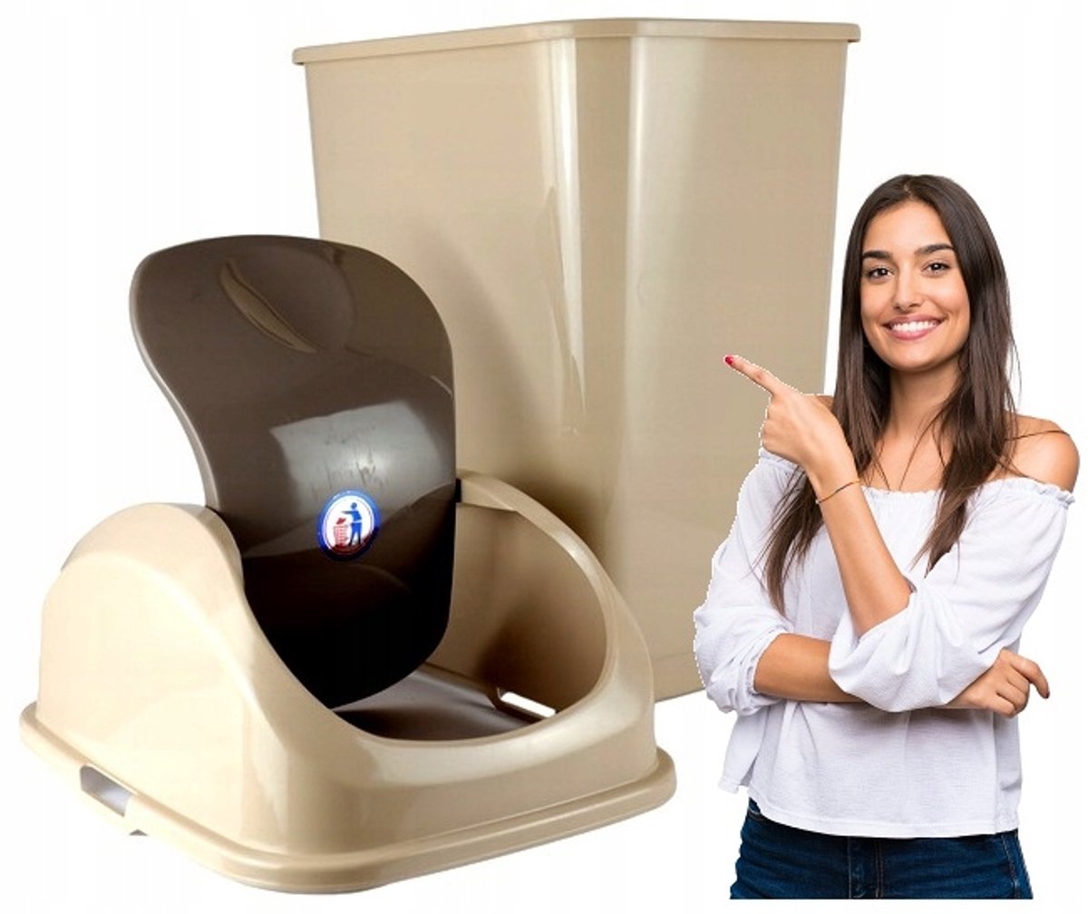 Beige Slim Afvalbak 5L - Compacte Afvalbak voor Badkamer en Kantoor