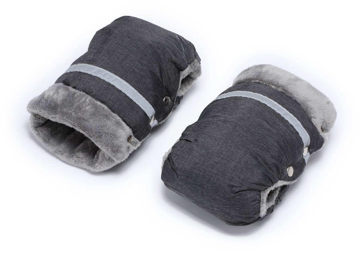 Kinderwagenwanten - gevoerd met warme fleece en katoenen stof - water- en winddicht - antislip - universele maat - geschikt voor kinderwagens, kinderwagens, fietsen en aanhangers -25*16cm-Grijs