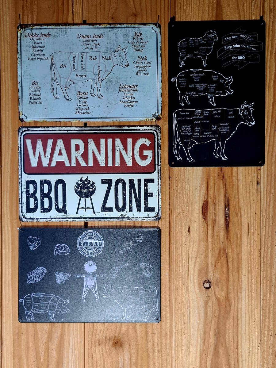 wandbord combi deal 5 - 4 wandborden voor de - barbeque - buitenkeuken - 30x20cm - ideaal cadeau - bbq