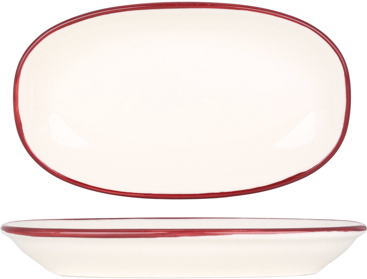 Bonna Serveerschaal - Linea Burgundy - Porselein - 24x14 cm - set van 2