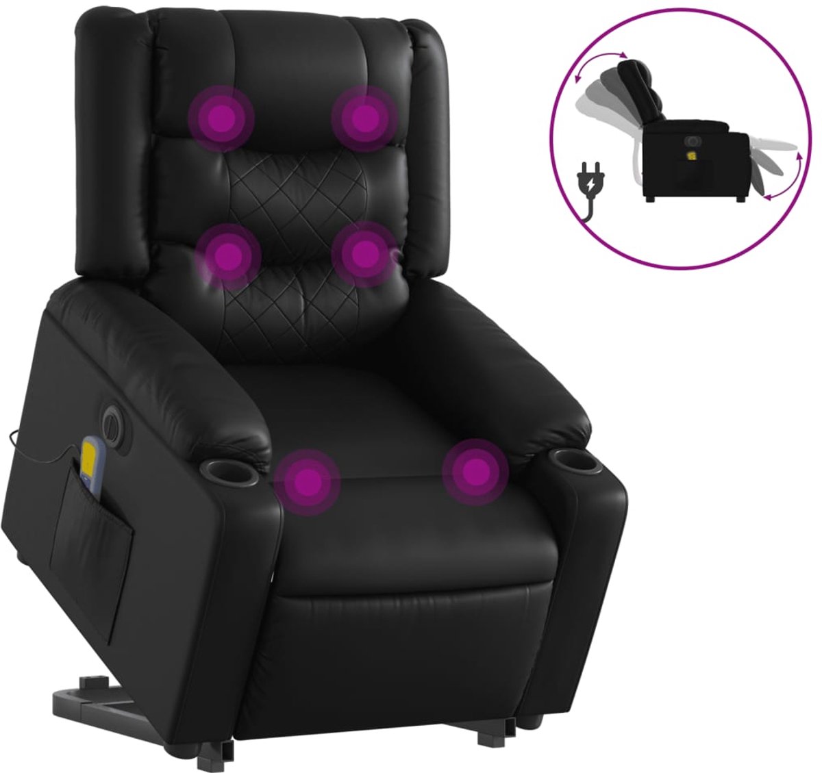 vidaXL Sta-op-massagestoel - elektrisch - kunstleer - zwart