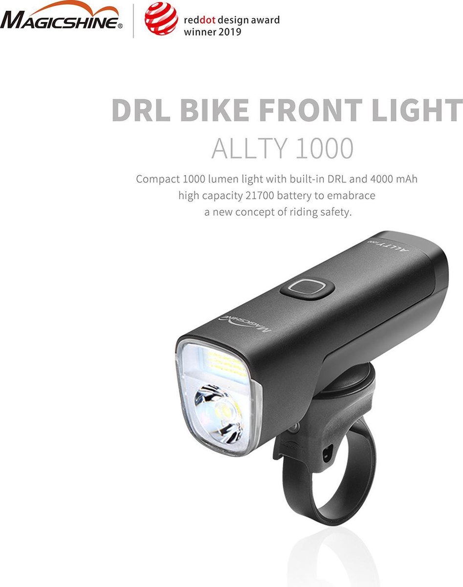 Magicshine Alty 1000 Lumen - DRL (anti-verblindings modus) - Krachtig voorlicht fiets - USB oplaadbaar