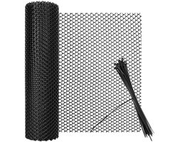 OIMG Omheiningsnet van Kunststof - Kunststof Gaas - Kunststof Gaas Rol - Kippengaas - Tuin Gaas - Multifunctioneel Gaas - Kattengaas - Voor Hond, Kat, Kip Of Kleine Dieren - Met 20 Stuks Vaste Riemen - 40×300cm - zwart