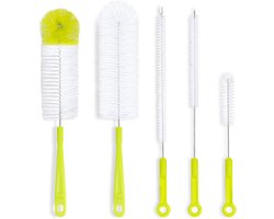 Fles borstel, fles fles borstel set, fles fles schoonmaken set met lange handvat voor smalle mond bierflesjes, groen