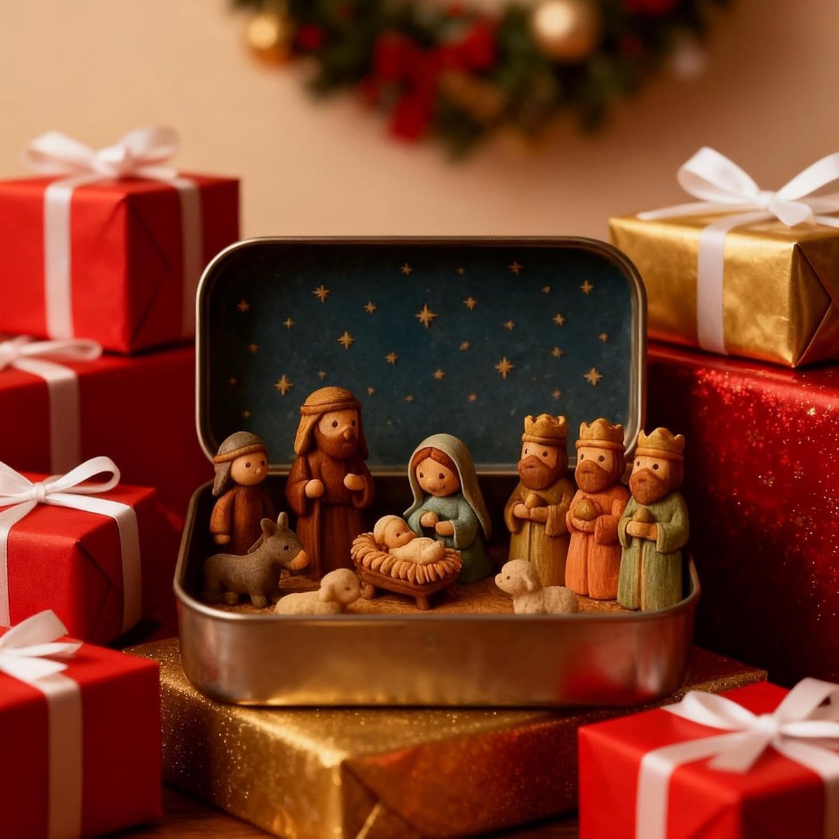 Luciferdoosje, losse kerststal-poppetjes - Trade