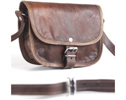 Mini sac à main – Étui à clés – Aria – Style urbain Chique – Cuir véritable marron – 15 x 9 x 4 cm – Sac pour smartphone femme en cuir véritable – Handgemaakt – Modèle 044