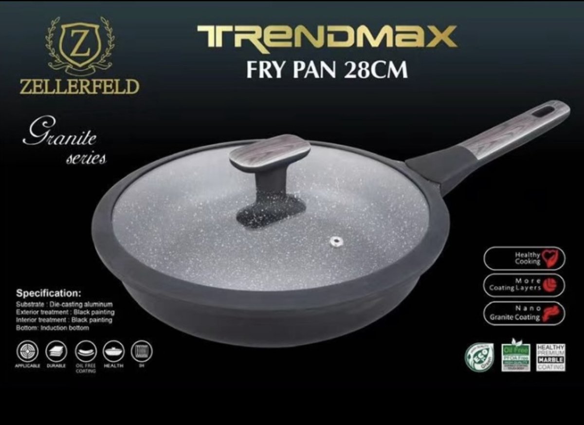 Senella koekenpan met deksel - Frypan 28CM - PFAS-vrij - Keramisch - Geschikt voor Inductie - Lichtgewicht - Grijs