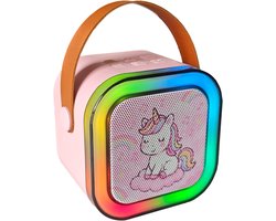 MOBO Karaoke Set Met 2 draadloze Microfoons - Draagbare Bluetooth USB LED Luidspreker Roze - KaraokeSet - Muziekspeler - Roze