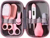 Ensemble de soins Bébé 8 pièces - Brosse à peigne - Lime à ongles - Thermomètre - Rose