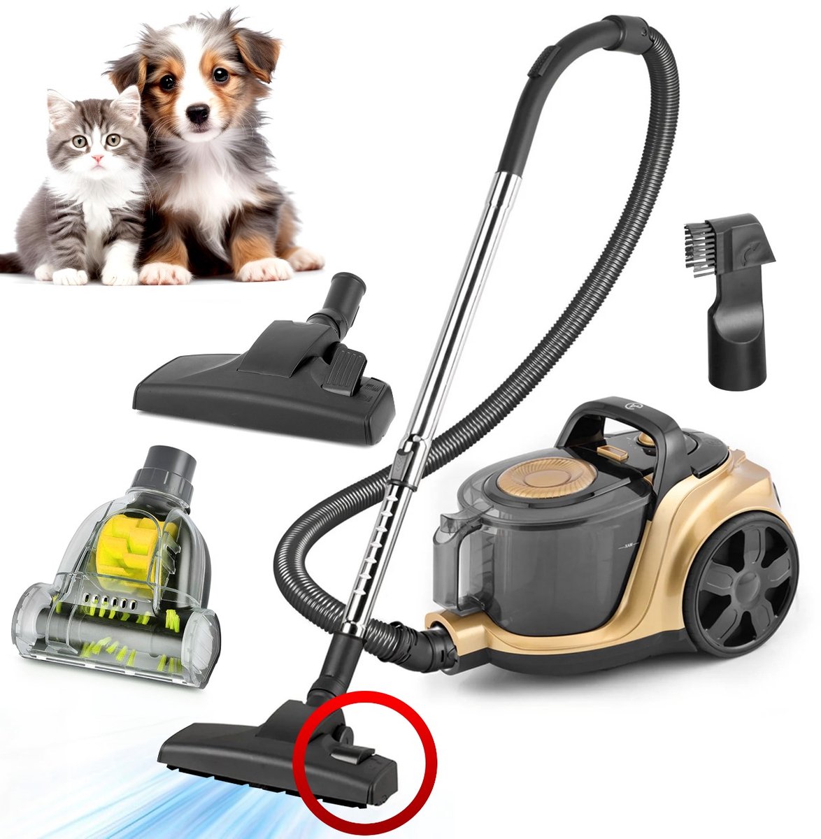 AG Stofzuiger Zonder Zak - Stofzuigers - Vacuum Cleaner Zakloos - Geschikt Voor Dierenharen - Sterke Zuigkracht - HEPA Filter - Compact, Licht & Krachtig - Gemakkelijk Schoon Te Maken - Gold Edition