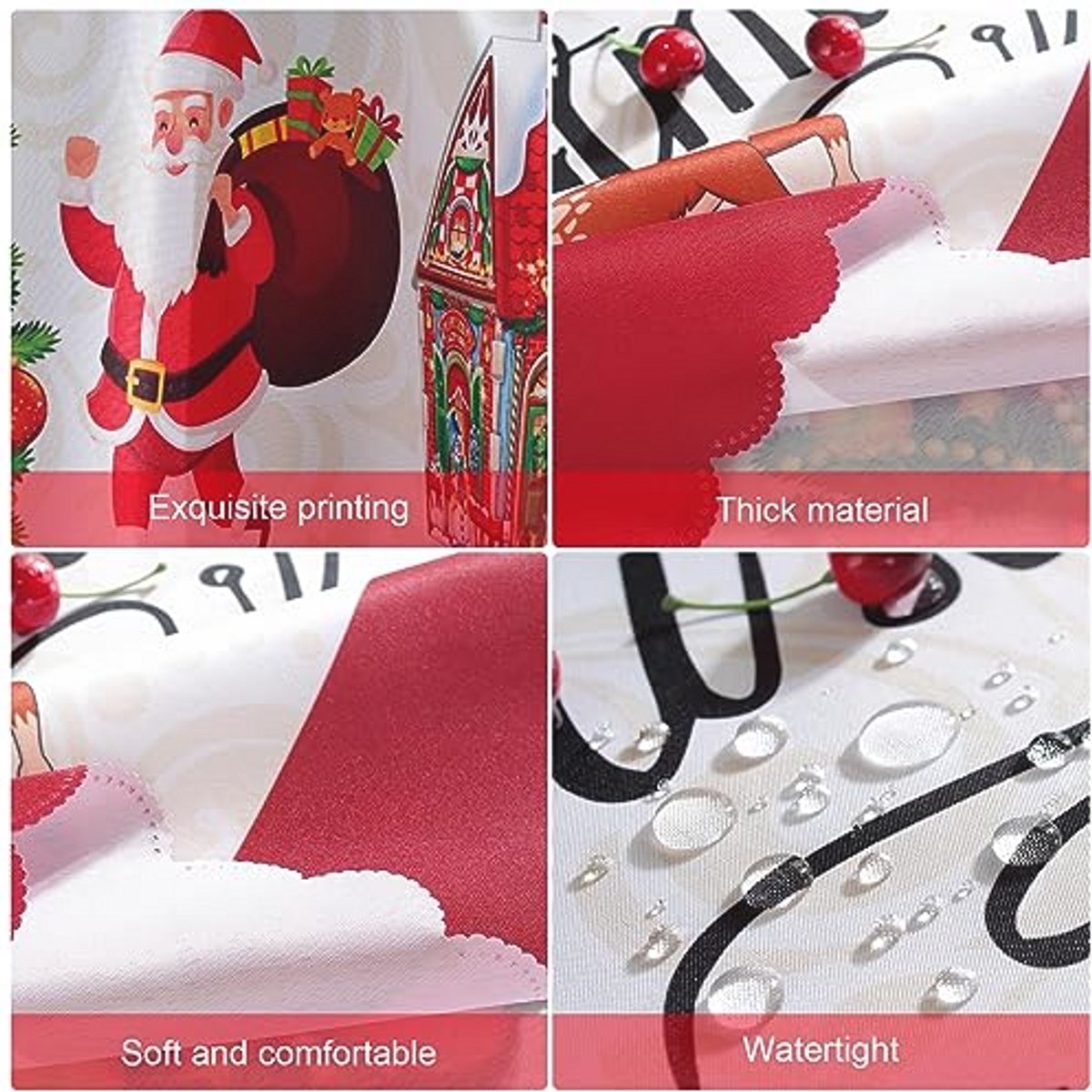 Rood Afwasbaar Rond Kersttafelkleed 150 cm - Perfect voor Kerstdiner en Feestdecoratie