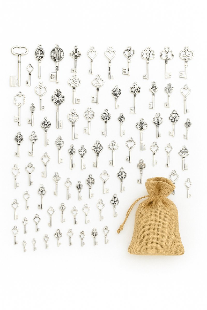Waterval® Antique Keys Gift Set – 25 stuks – Zilver – Vintage Sleutels voor Decoratie & DIY