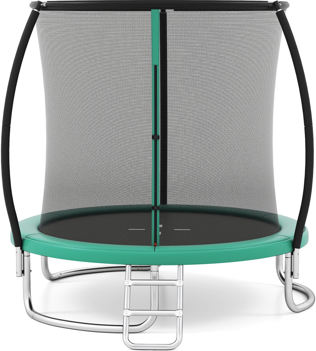 COSTWAY Ø 244 cm trampoline met ladder, tuintrampoline rond met veiligheidsnet, randafdekking en metalen frame, kindertrampoline, complete set voor kinderen en volwassenen