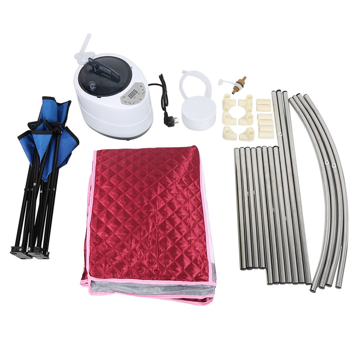 PIPIPOXER-Draagbare 1,8" stoomsauna, afslankende sauna, stoomcabine, gewichtsverliestherapie, 1000W, rood thumbnail 6