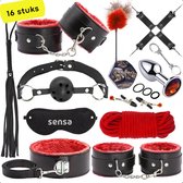 Kit Sensa BDSM - Kit de bondage pour couples - Sextoys pour couples - Jouets sexuels pour hommes - Kit de plug anal - Zwart /Rouge