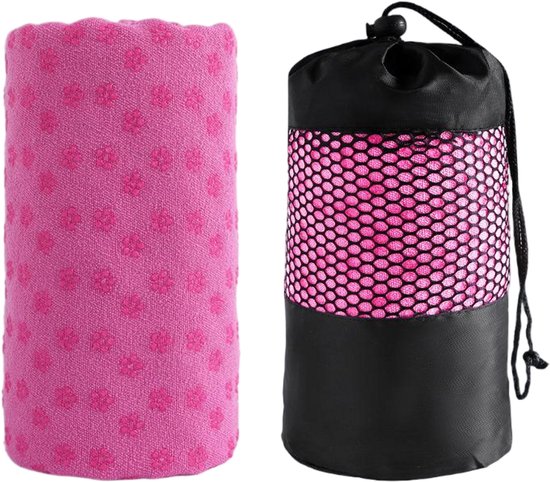Warme yogahanddoek met antislipstippen, zweetabsorberend, sneldrogend
