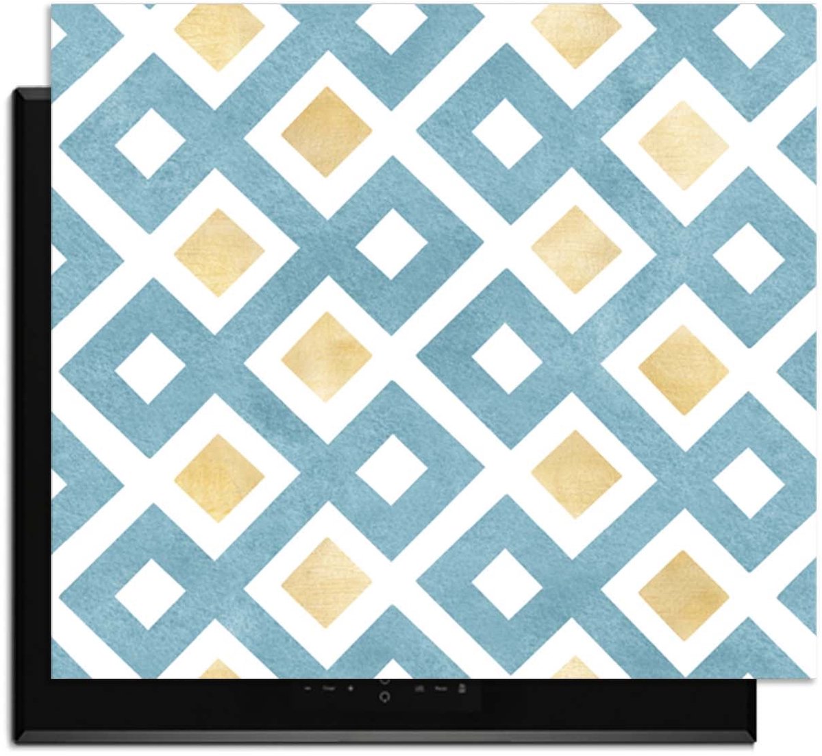 KitchenArt - Diamond Wave Blue - Inductie Beschermer - 52x35 cm - Kookplaat Beschermer - Luxe Afdekplaat Inductieplaat - Anti-slip & Oprolbaar - Beschermmat Inductiekookplaat