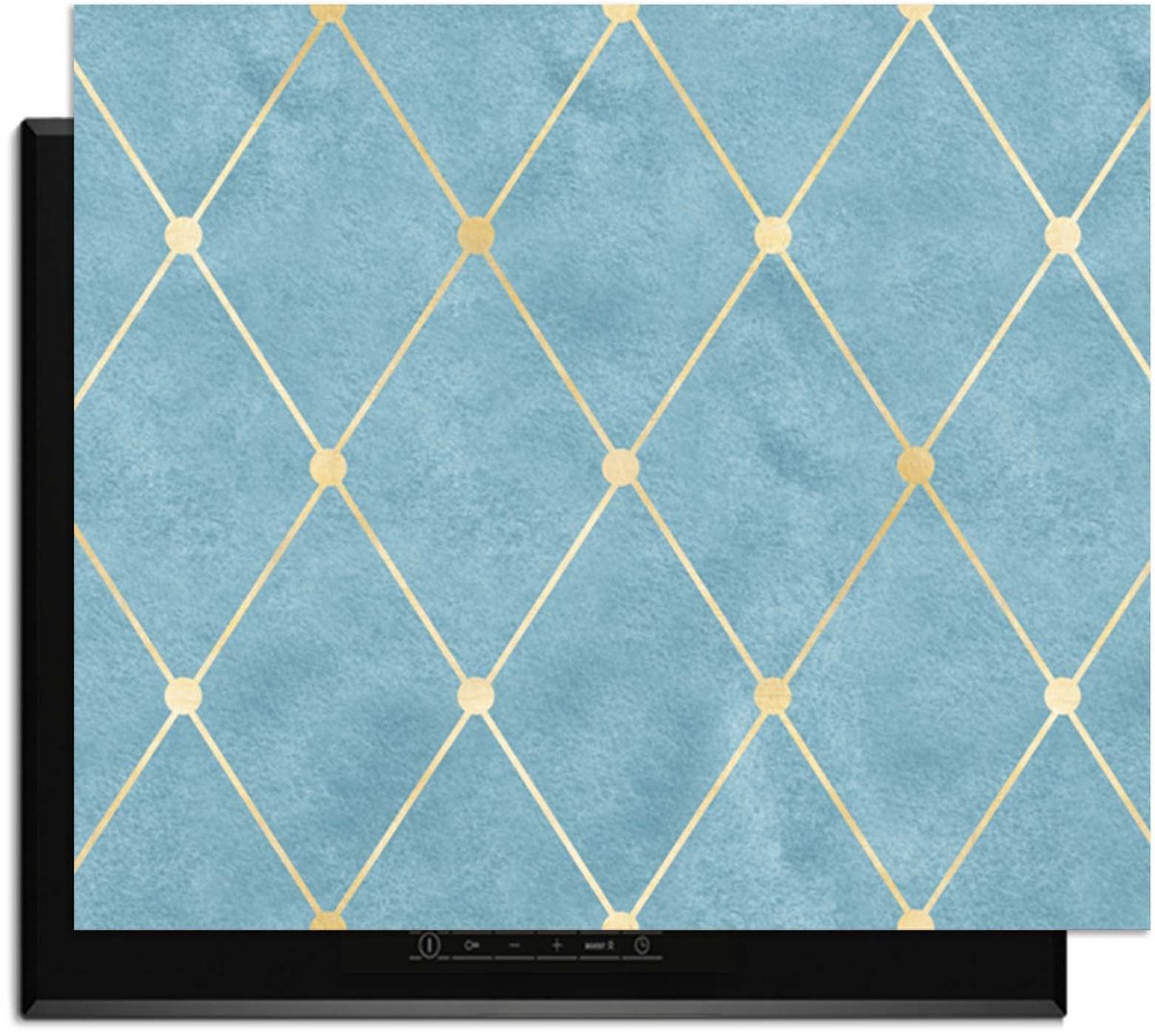 KitchenArt - Azure Line Grid - Inductie Beschermer - 65x52 cm - Kookplaat Beschermer - Luxe Afdekplaat Inductieplaat - Anti-slip & Oprolbaar - Beschermmat Inductiekookplaat