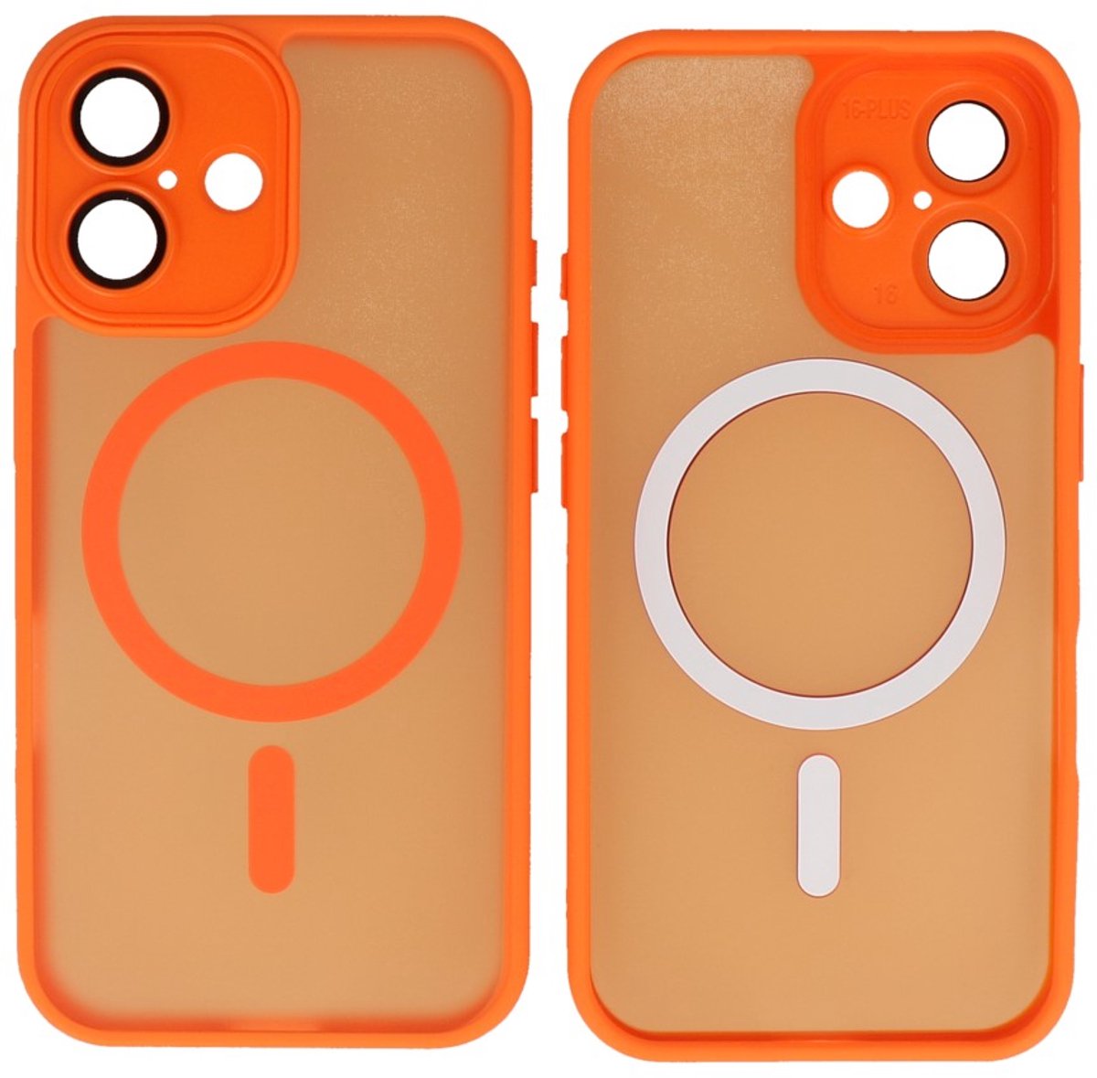 MagSafe Hoesje Geschikt voor iPhone 16 - Mat-Transparent met Camera Beschermer Case - Oranje