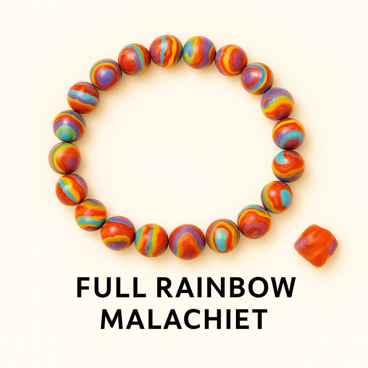 S4H Full Rainbow Malachiet Armband – 8 mm – 18 cm | Kleurrijke Beschermsteen voor Energie & Balans