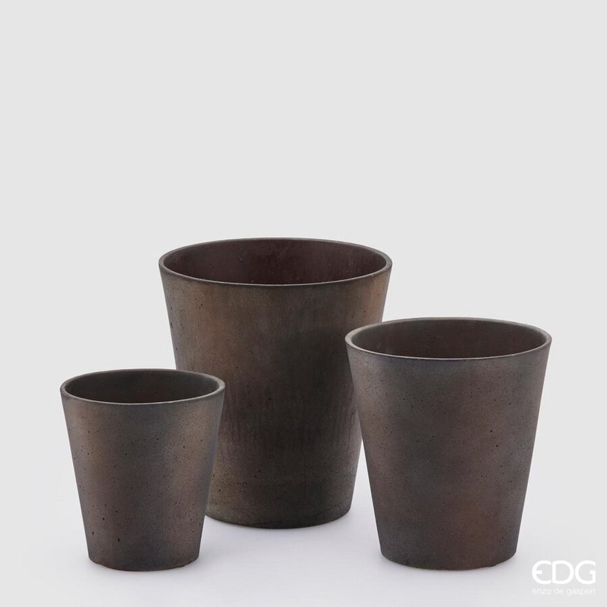 EDG Enzo De Gasperi Set van 3 Materiaal Resinstone Vazen H26 -21 - 17cm Donkergrijs