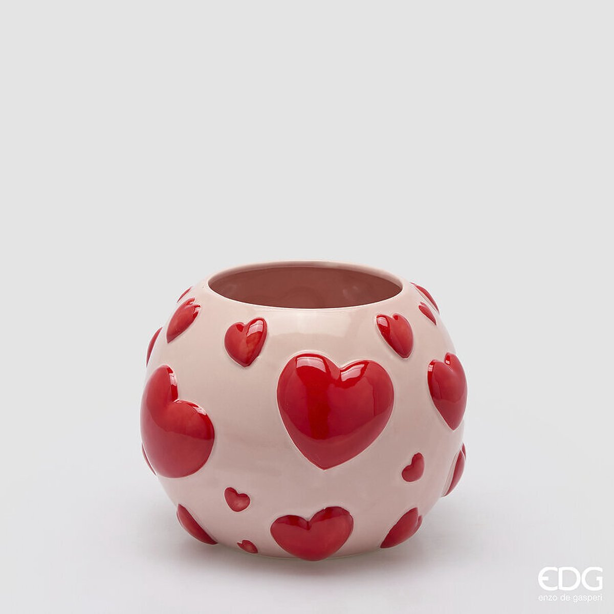 EDG Enzo De Gasperi vaas Hartjes roze rood H18 D22 Valentijn Hart Love