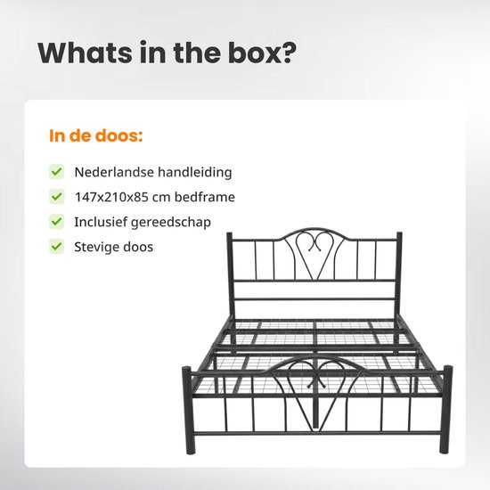 Cadre de lit en métal AirSleeperz Orkide Coloris noir - Dimensions 140x200 cm - Pour 2 personnes - Heavy : capacité de charge 600 kg