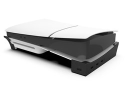 Geschikt voor PS5 Slim console horizontale standaard met 4-poorts USB hub oplaaddock accessoire, Geschikt voor PlayStation 5 Slim disc drive en digitale editie - zwart