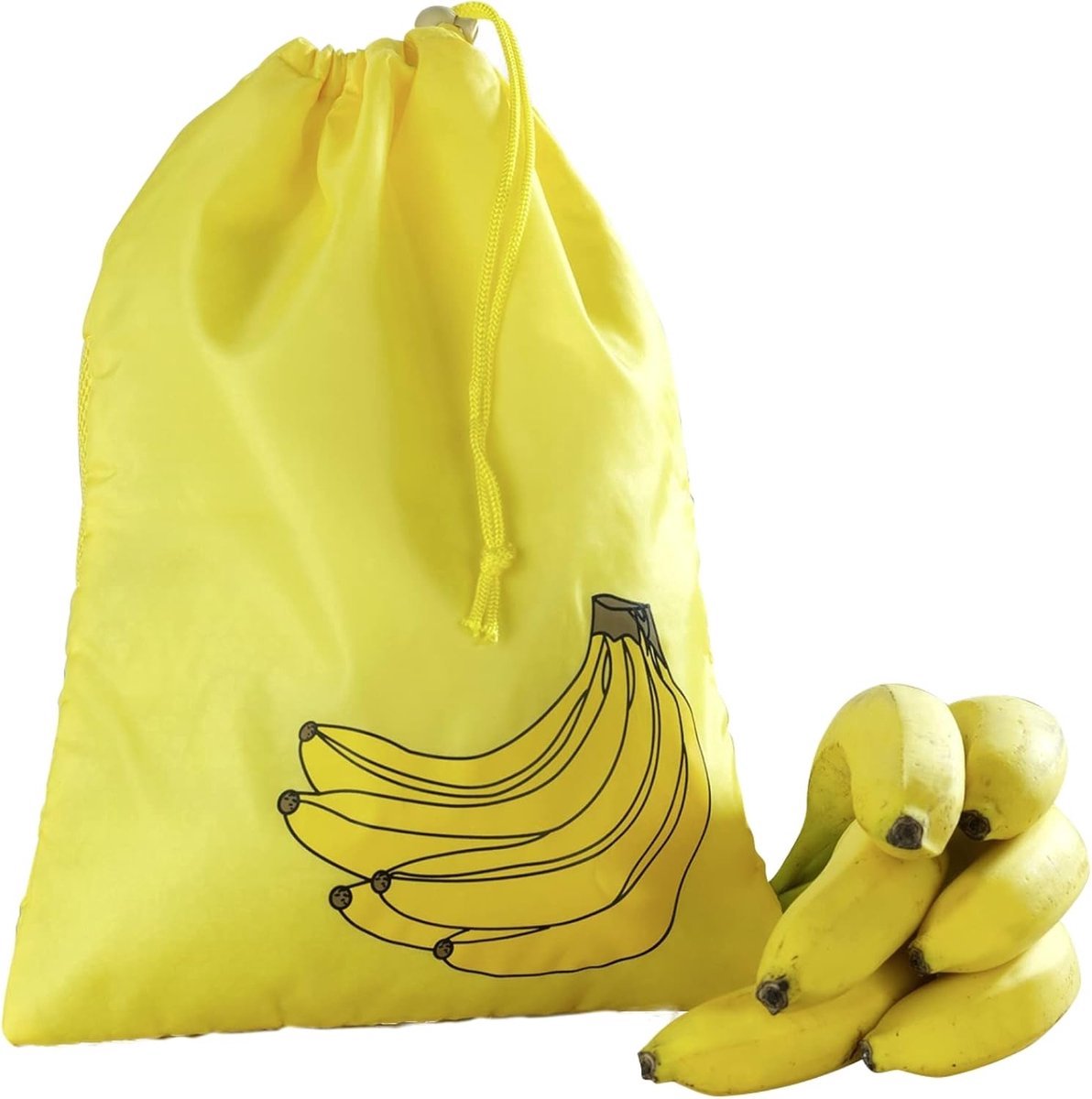 Stunq® Vershoudzak voor bananen, verlengt de houdbaarheid van bananen, houdt ze in het koelkastklimaat, geen drukpunten dankzij luchtkusseninzet, rijpingsproces wordt vertraagd, 27 x 37 x 1 cm