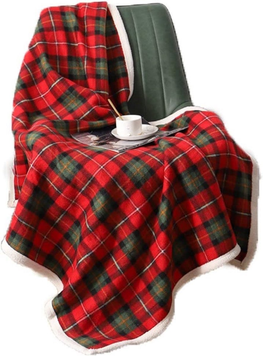 Warm Schots Ruit Plaid Fleece Deken - Vintage Stijl Comfortabele Woondeken (100x140 cm)